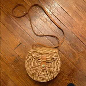 Crabtree & Evelyn Ata Crossbody Bag | Handmade Bali Rattan Leather Strap